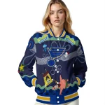 custom st louis blues spongebob playtime blue varsity jacket best selling