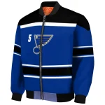 custom st louis blues stripe statement blue black bomber jacket best selling