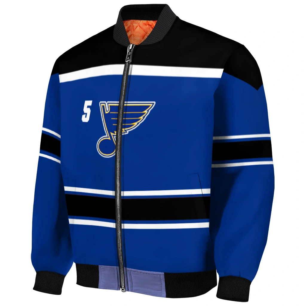 custom st louis blues stripe statement blue black bomber jacket fashion forward custom st louis blues stripe statement blue black bomber jacket fashion forward