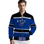 custom st louis blues stripe statement blue black bomber jacket best selling