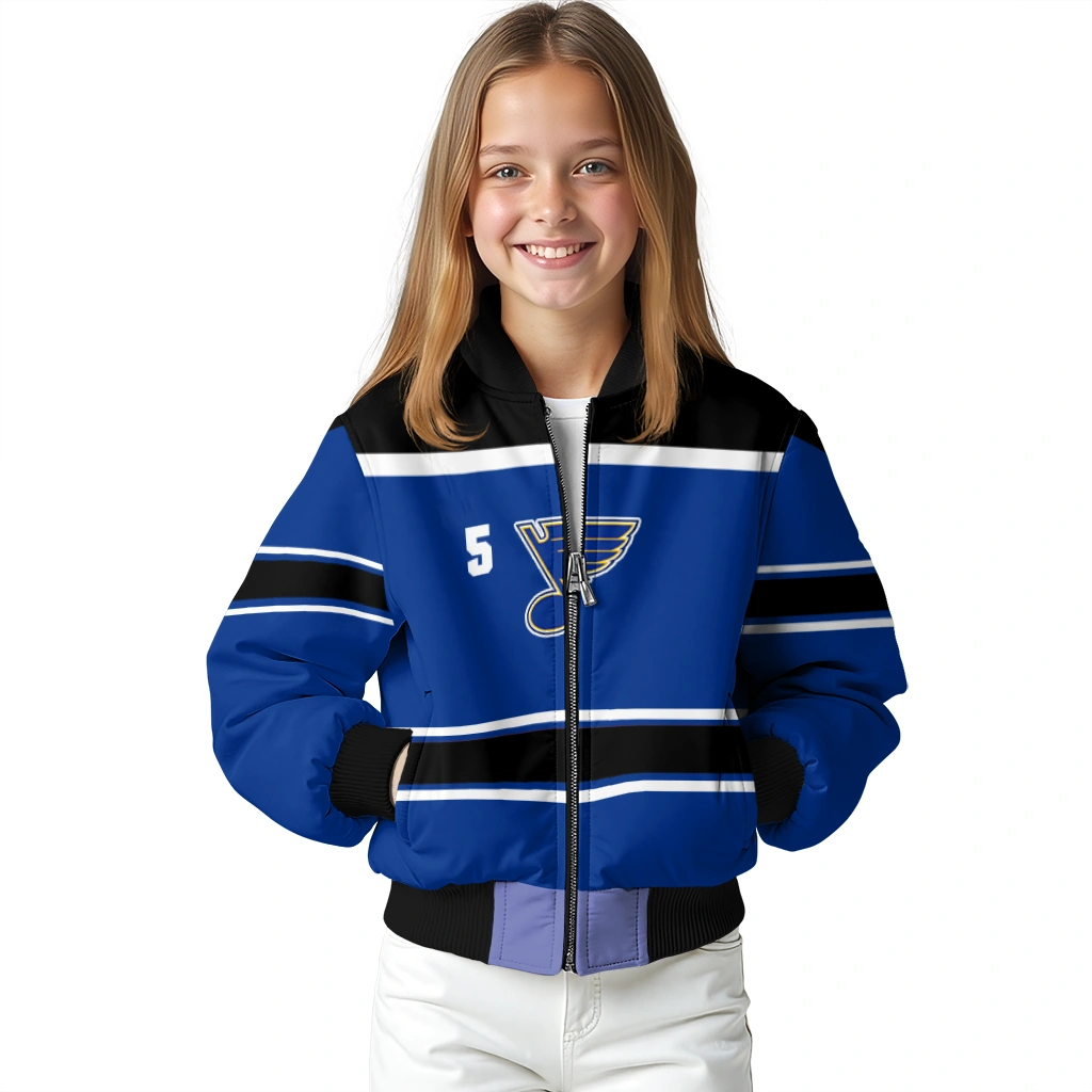 custom st louis blues stripe statement blue black bomber jacket top rated custom st louis blues stripe statement blue black bomber jacket top rated