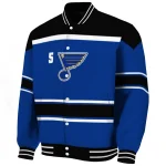 custom st louis blues stripe statement blue black varsity jacket best selling