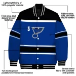 custom st louis blues stripe statement blue black varsity jacket best selling