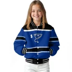 custom st louis blues stripe statement blue black varsity jacket best selling