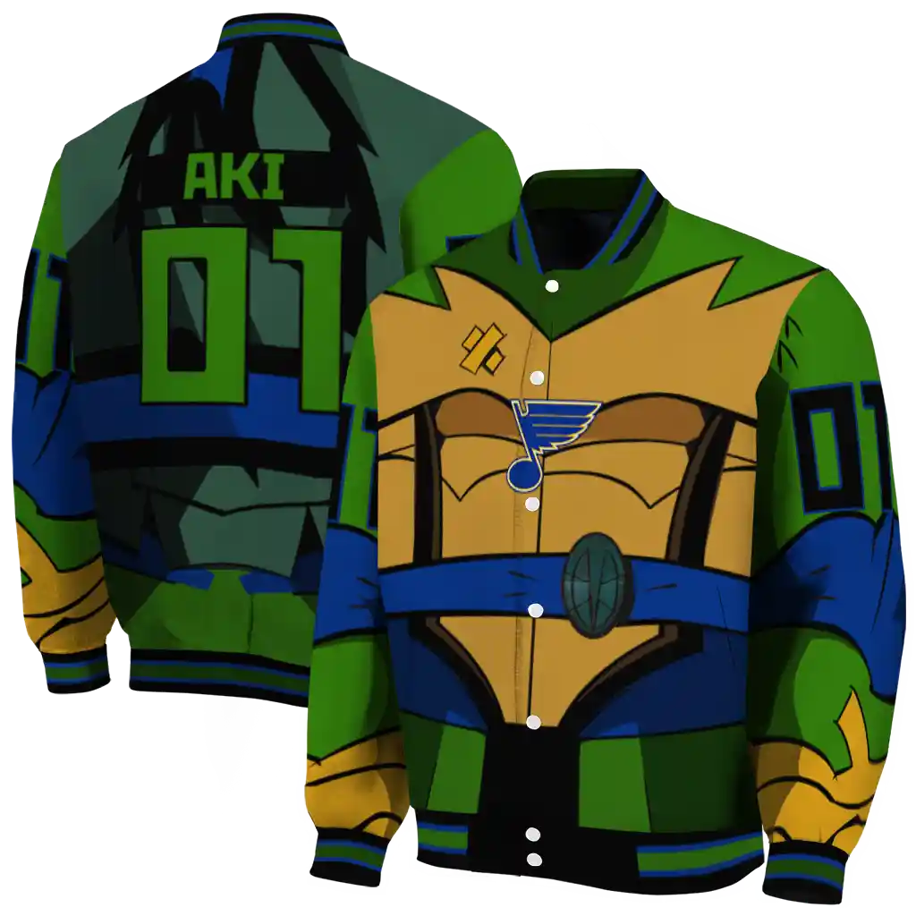 custom st louis blues turtle armor varsity jacket fashion forward custom st louis blues turtle armor varsity jacket fashion forward