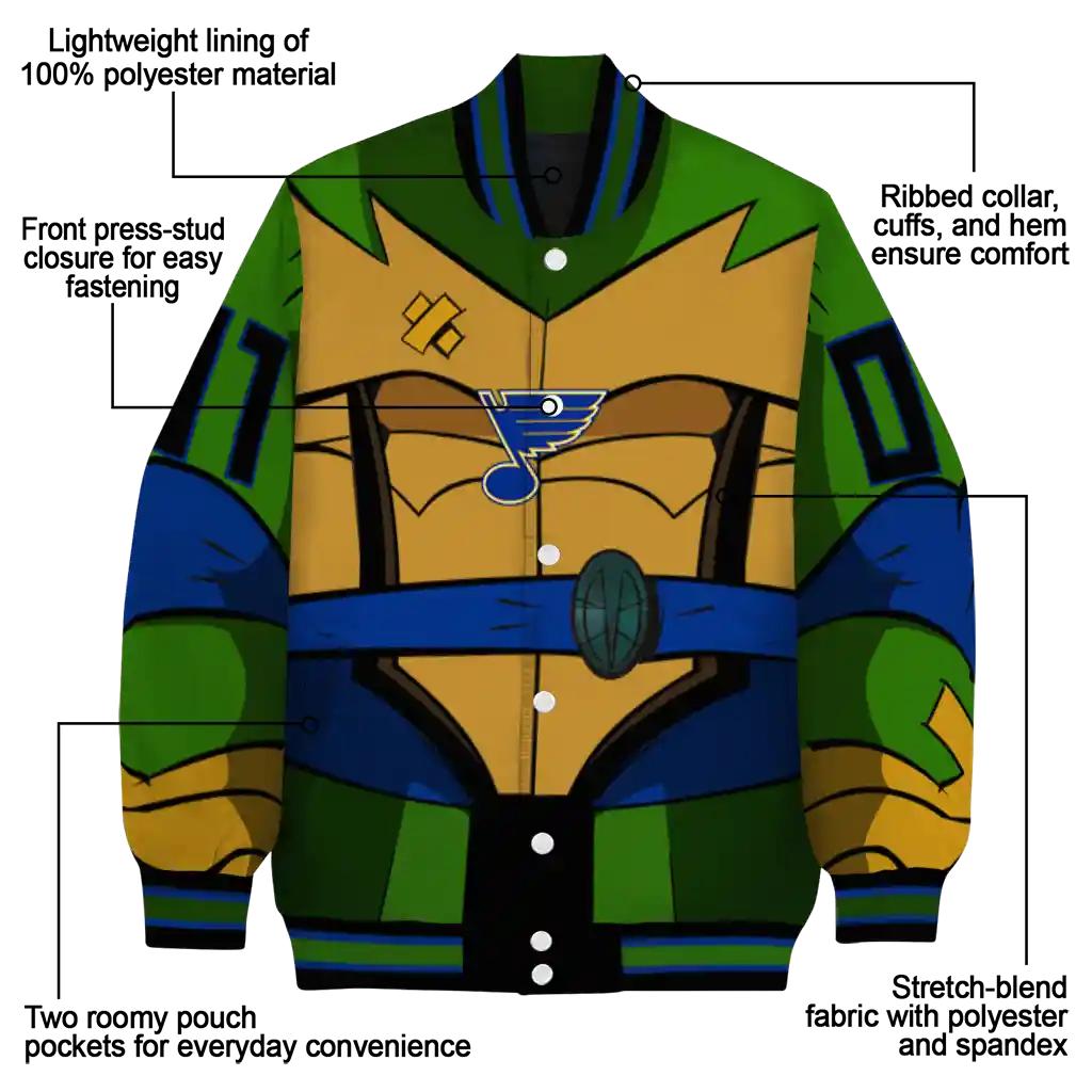 custom st louis blues turtle armor varsity jacket new arrival custom st louis blues turtle armor varsity jacket new arrival