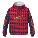 custom st louis cardinals lightning strike grid red windbreaker jacket best selling