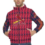 custom st louis cardinals lightning strike grid red windbreaker jacket best selling