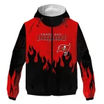 custom tampa bay buccaneers flame trim red black windbreaker jacket best selling