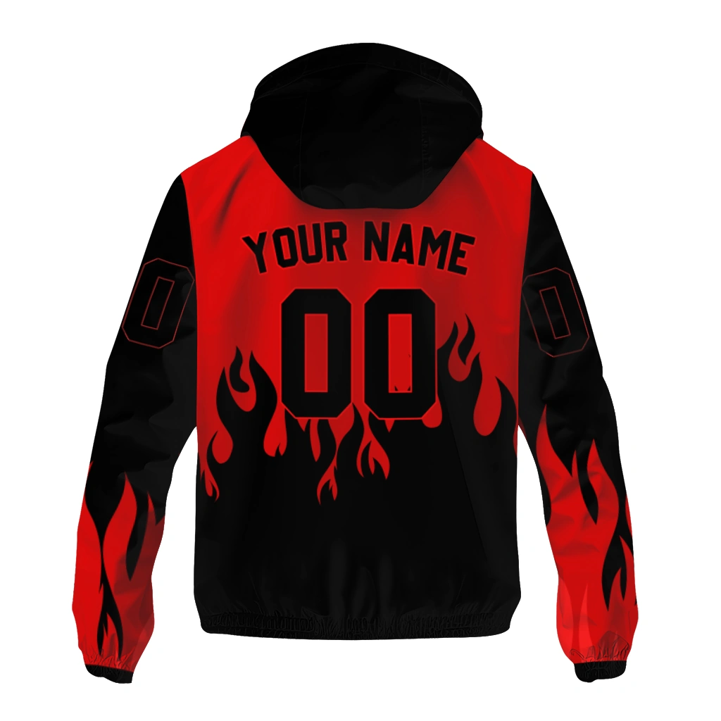 custom tampa bay buccaneers flame trim red black windbreaker jacket fashion forward custom tampa bay buccaneers flame trim red black windbreaker jacket fashion forward