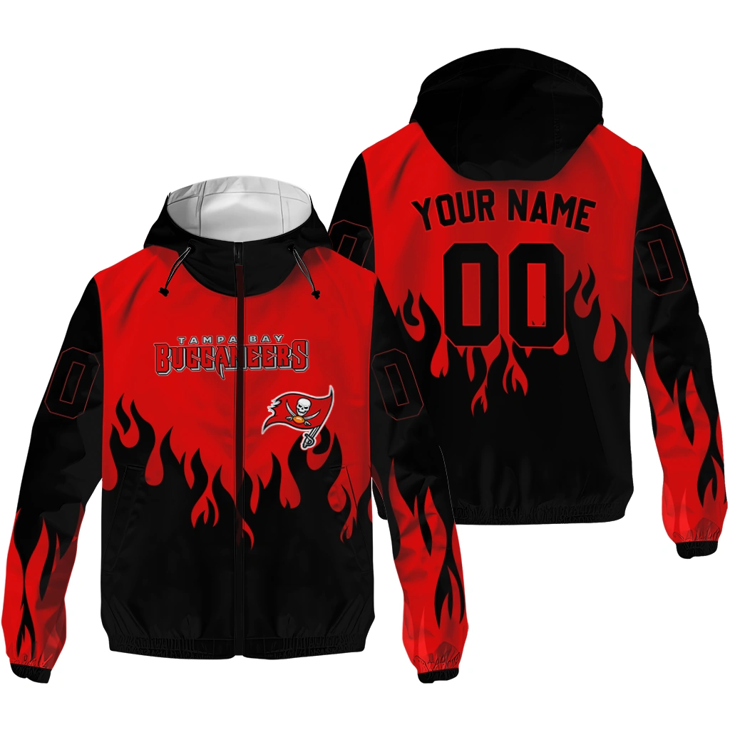 custom tampa bay buccaneers flame trim red black windbreaker jacket high quality custom tampa bay buccaneers flame trim red black windbreaker jacket high quality