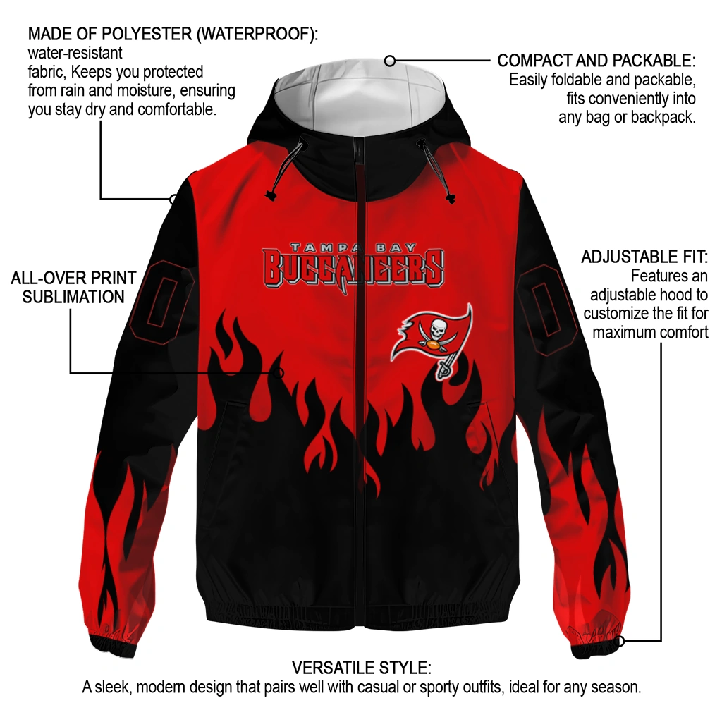 custom tampa bay buccaneers flame trim red black windbreaker jacket new arrival custom tampa bay buccaneers flame trim red black windbreaker jacket new arrival