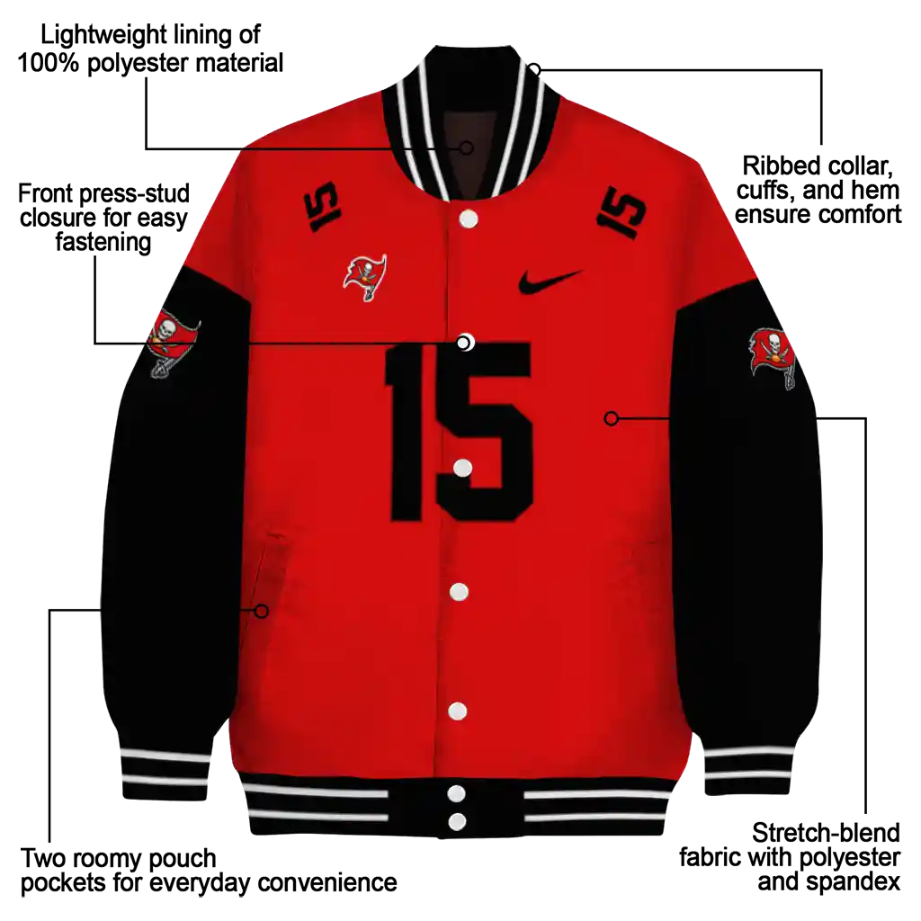 custom tampa bay buccaneers team patch red varsity jacket new arrival custom tampa bay buccaneers team patch red varsity jacket new arrival