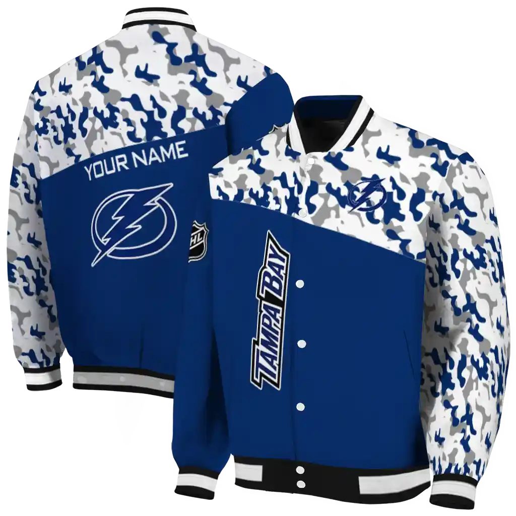 custom tampa bay lightning flag scratch effect blue varsity jacket fashion forward custom tampa bay lightning flag scratch effect blue varsity jacket fashion forward