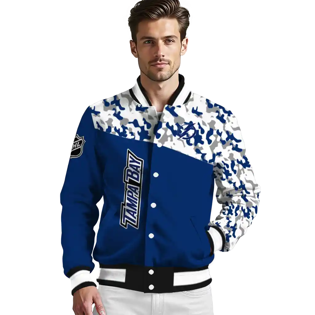 custom tampa bay lightning flag scratch effect blue varsity jacket high quality custom tampa bay lightning flag scratch effect blue varsity jacket high quality