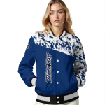 custom tampa bay lightning flag scratch effect blue varsity jacket best selling