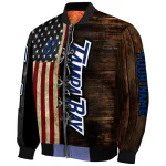 custom tampa bay lightning flag wood brown bomber jacket best selling