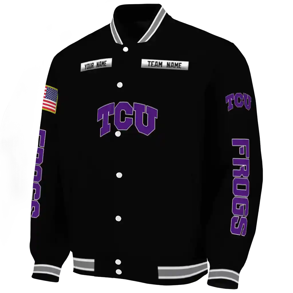 custom tcu horned frogs american flag skull black varsity jacket best selling custom tcu horned frogs american flag skull black varsity jacket best selling