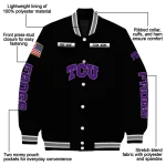 custom tcu horned frogs american flag skull black varsity jacket best selling