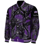 custom tcu horned frogs antlers motif purple black varsity jacket best selling
