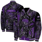 custom tcu horned frogs antlers motif purple black varsity jacket best selling