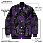 custom tcu horned frogs antlers motif purple black varsity jacket best selling