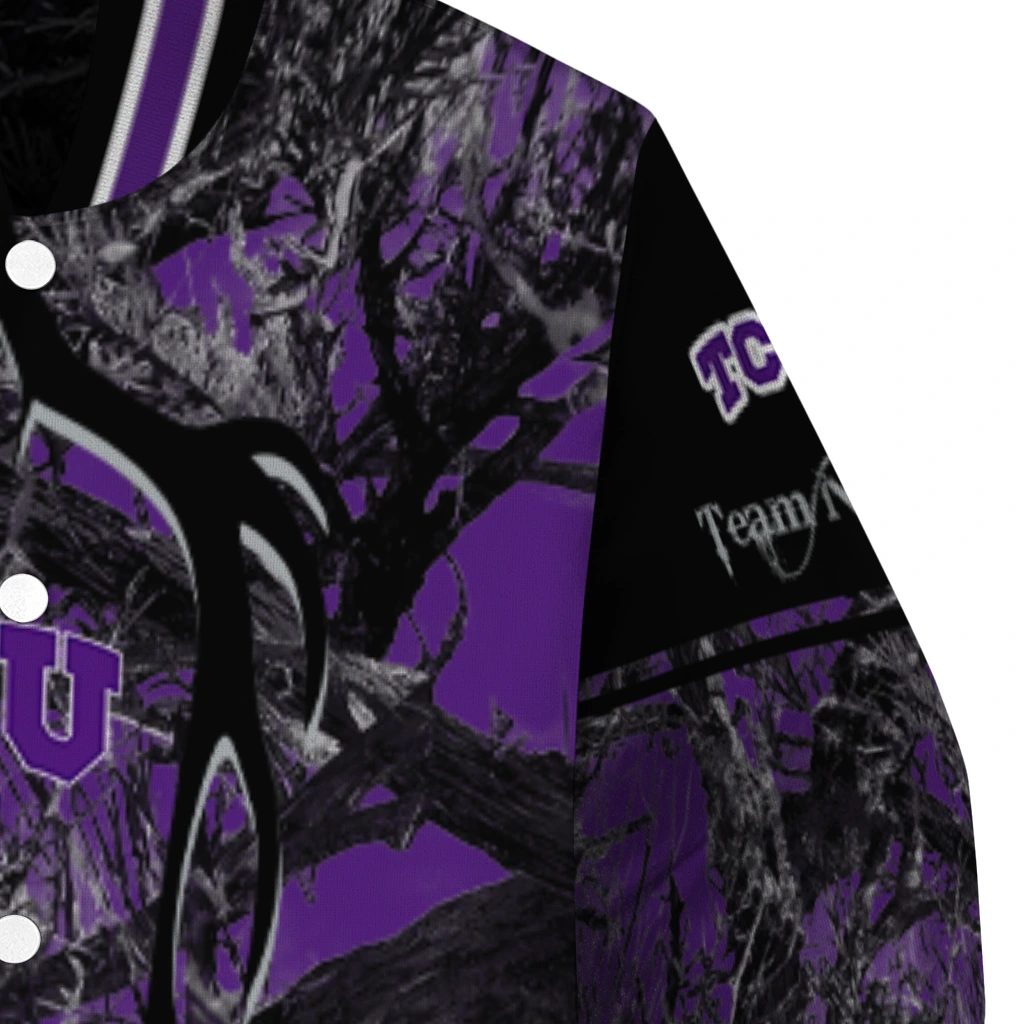 custom tcu horned frogs antlers motif purple black varsity jacket premium grade custom tcu horned frogs antlers motif purple black varsity jacket premium grade