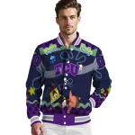 custom tcu horned frogs spongebob playtime purple blue varsity jacket best selling