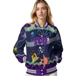 custom tcu horned frogs spongebob playtime purple blue varsity jacket best selling