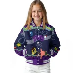 custom tcu horned frogs spongebob playtime purple blue varsity jacket best selling