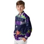 custom tcu horned frogs spongebob playtime purple blue varsity jacket best selling