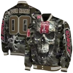 custom temple owls camouflage skull camouflage varsity jacket best selling