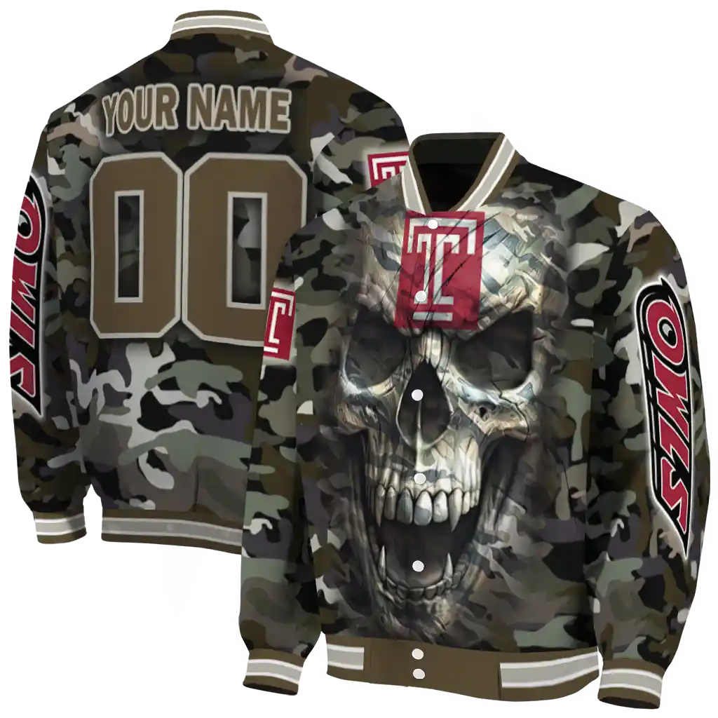 custom temple owls camouflage skull camouflage varsity jacket fashion forward custom temple owls camouflage skull camouflage varsity jacket fashion forward