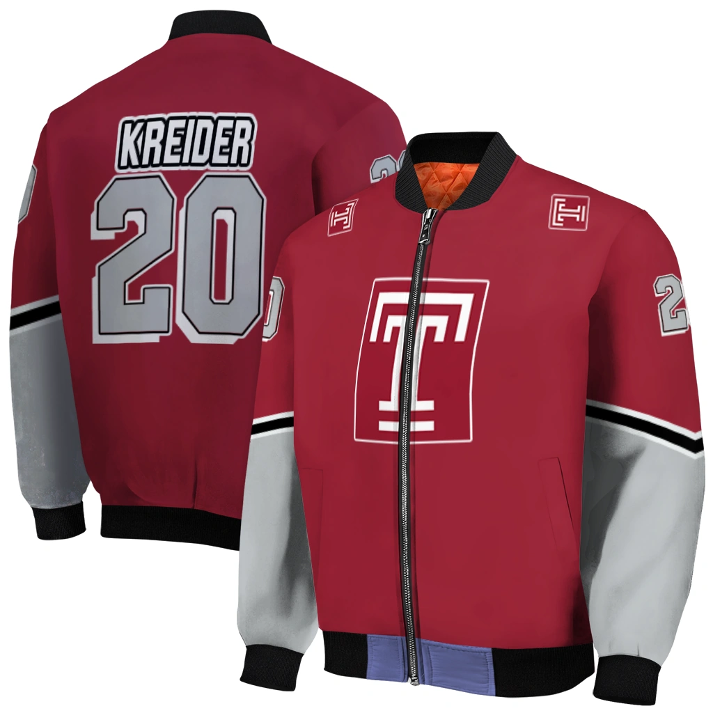 custom temple owls chevron style red bomber jacket best selling custom temple owls chevron style red bomber jacket best selling