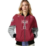 custom temple owls chevron style red bomber jacket best selling