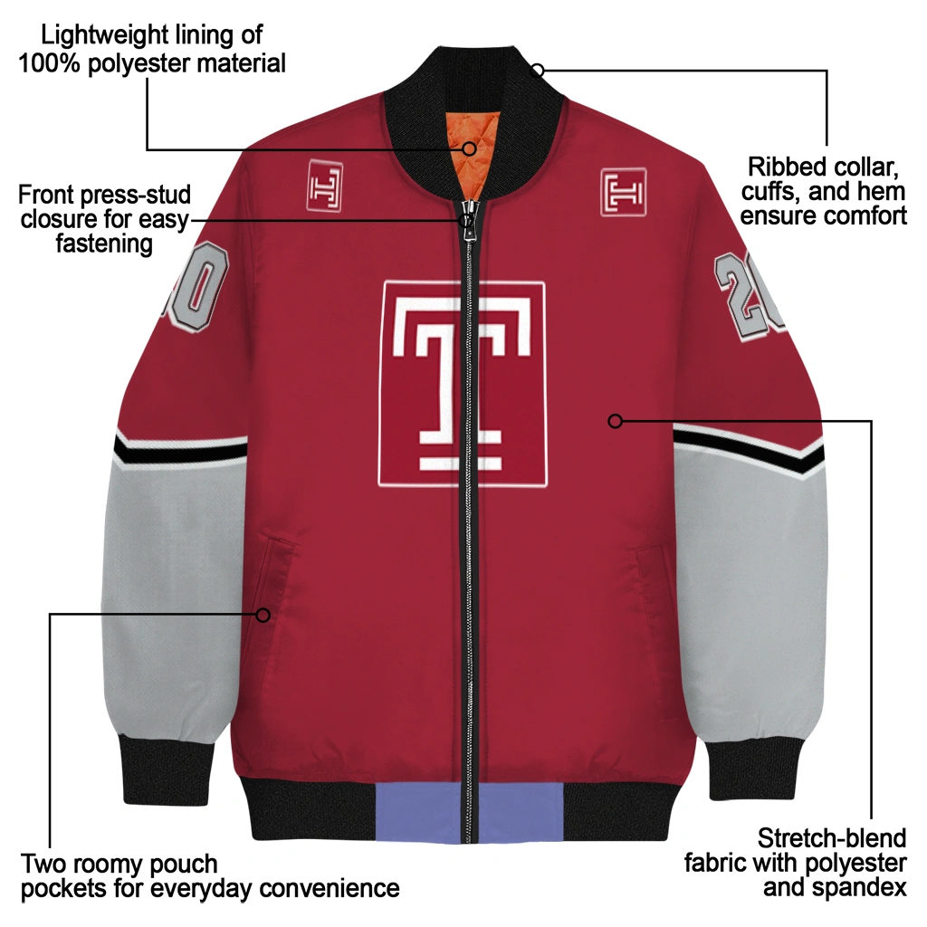 custom temple owls chevron style red bomber jacket new arrival custom temple owls chevron style red bomber jacket new arrival