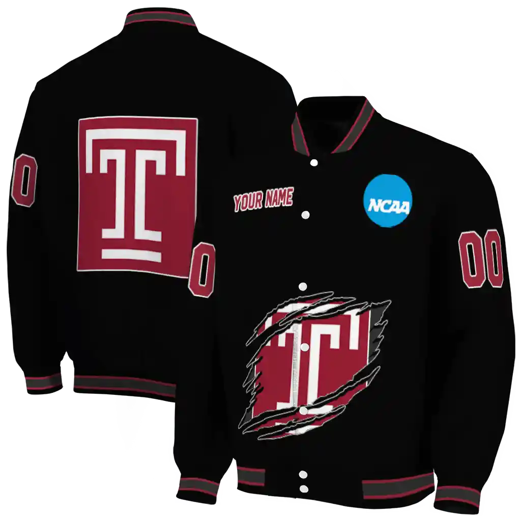 custom temple owls claw shred black varsity jacket fashion forward custom temple owls claw shred black varsity jacket fashion forward