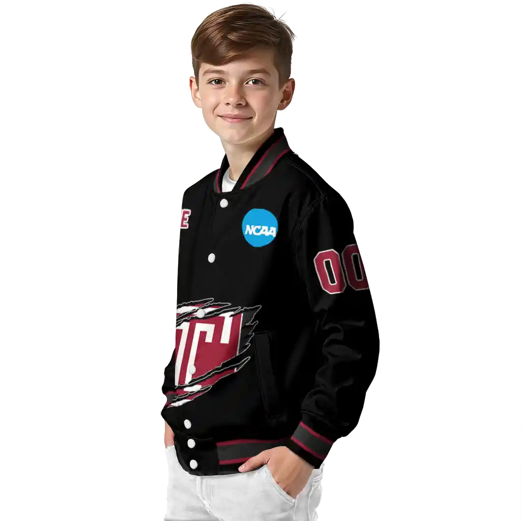 custom temple owls claw shred black varsity jacket trendy custom temple owls claw shred black varsity jacket trendy