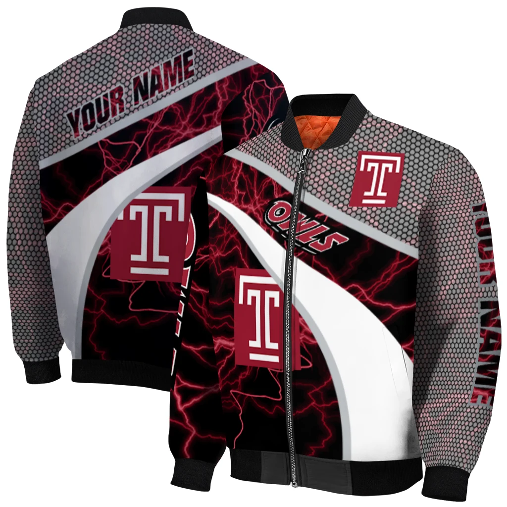 custom temple owls electric flash red bomber jacket best selling custom temple owls electric flash red bomber jacket best selling