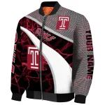 custom temple owls electric flash red bomber jacket best selling
