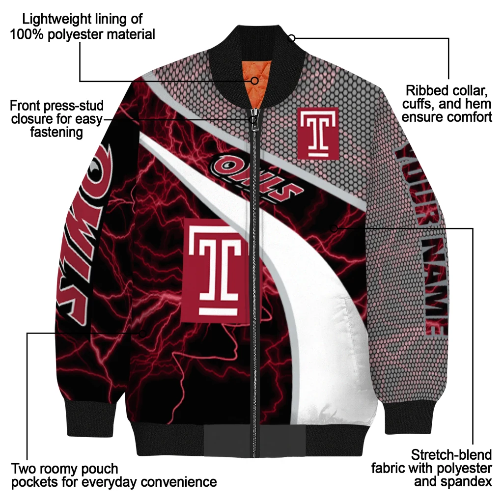 custom temple owls electric flash red bomber jacket new arrival custom temple owls electric flash red bomber jacket new arrival