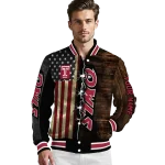 custom temple owls flag wood brown varsity jacket best selling