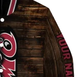 custom temple owls flag wood brown varsity jacket best selling