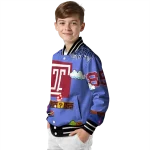 custom temple owls mario blocks blue black varsity jacket best selling