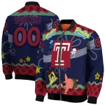 custom temple owls spongebob playtime red blue bomber jacket best selling