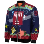 custom temple owls spongebob playtime red blue bomber jacket best selling