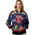 custom temple owls spongebob playtime red blue bomber jacket best selling
