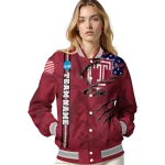 custom temple owls usa flag claws red varsity jacket best selling