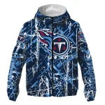 custom tennessee titans brushstroke pattern navy windbreaker jacket best selling