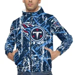custom tennessee titans brushstroke pattern navy windbreaker jacket best selling